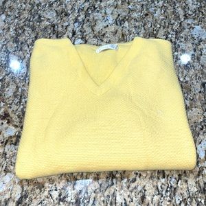 VINTAGE Christian Dior Sweater Mens XL Yellow V Neck Pullover Orlon Acrylic